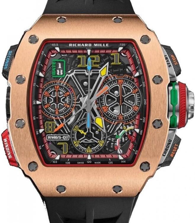 Replica Richard Mille RM 65-01 Automatic Split-Seconds Chronograph Rose Gold Watch